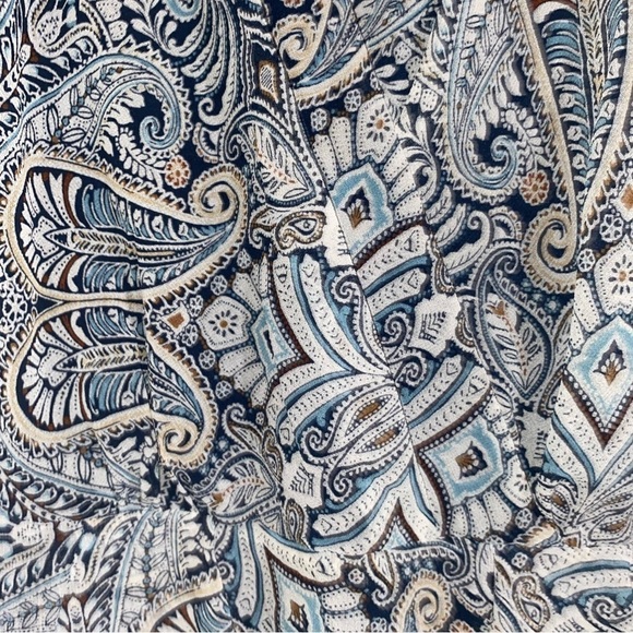 BCBGeneration Fit and Flare Racer Back Ruffle Skirt Blue Paisly Dress Size 8 - Picture 6 of 10